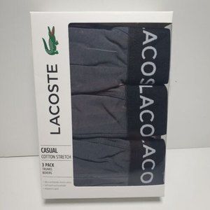 Lacoste 3-Pack Casual Cotton Stretch Men's Boxers Trunks Large Grey Underwear